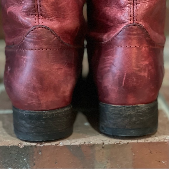 Frye Boots - Bordeaux Red Leather Extended Calf - Picture 9 of 16